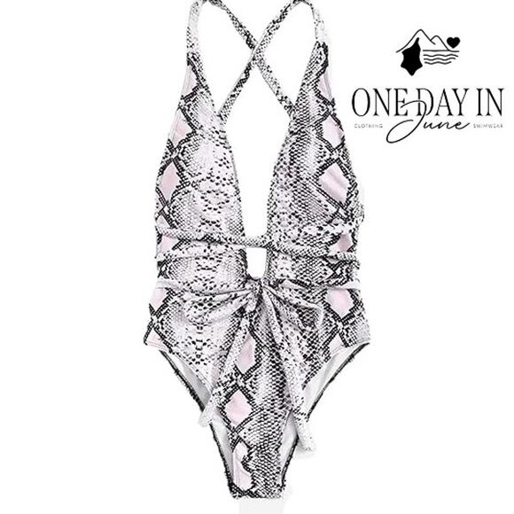 SweatyRocks Deep V Tie Wrap One Piece Swimsuit Size XL - Picture 1 of 6
